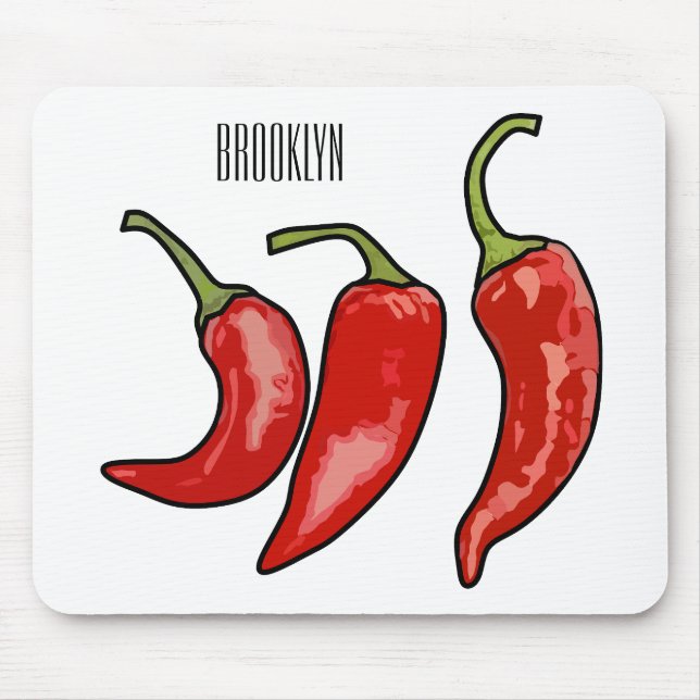 Chilli cartoon illustration  mouse pad (Front)
