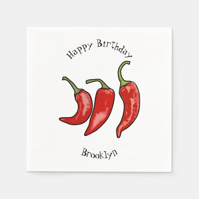 Chilli cartoon illustration  napkin (Front)