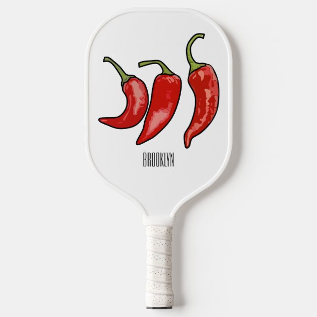 Chilli cartoon illustration  pickleball paddle (Front)