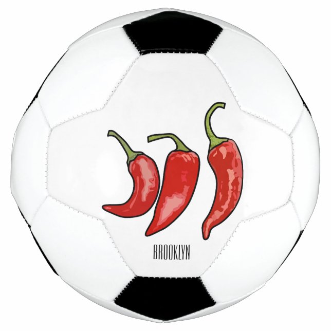 Chilli cartoon illustration  soccer ball (Front)