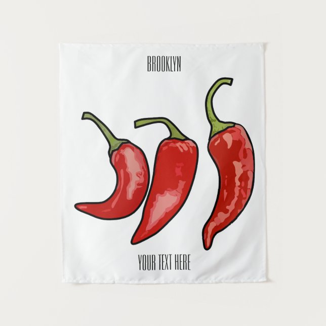 Chilli cartoon illustration  tapestry (Front)