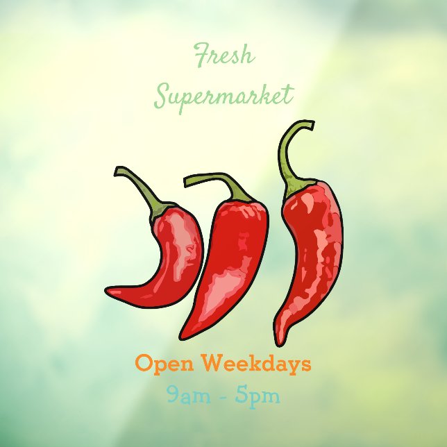 Chilli cartoon illustration  window cling (Sheet 3)