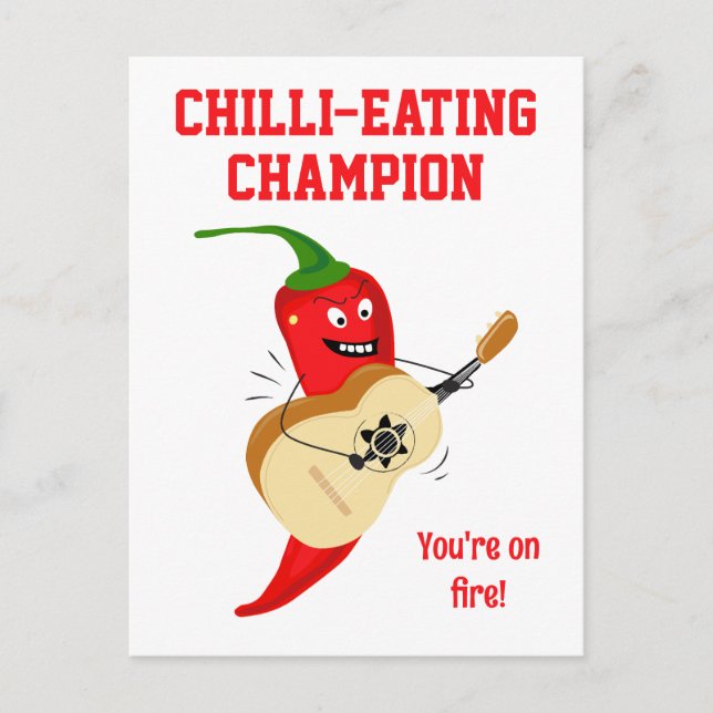 Chilli Eating Champion You're On Fire Funny Postcard (Front)