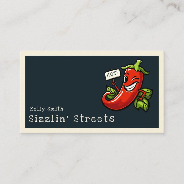 Chilli pepper cartoon character business card (Front)