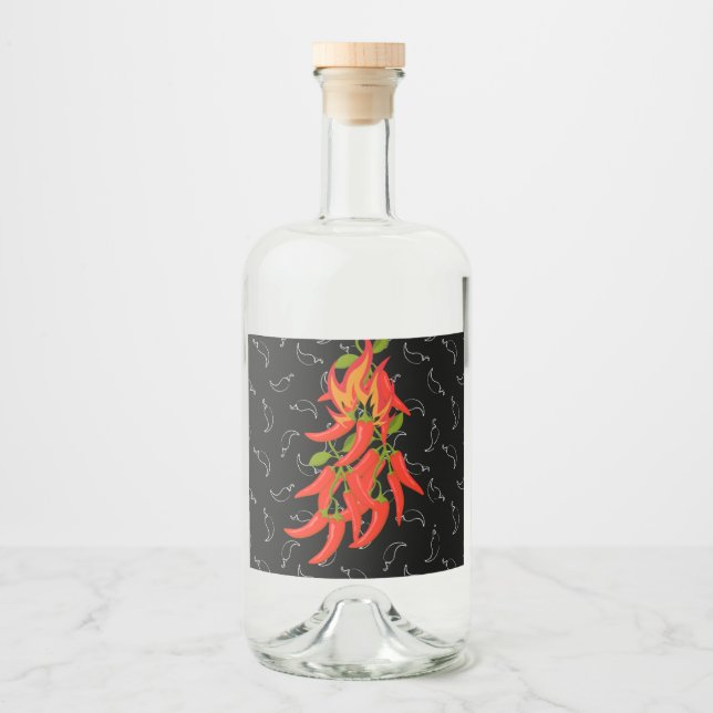 Chilli Pepper Hot Sauce Bottle Liquor Bottle Label (Front)