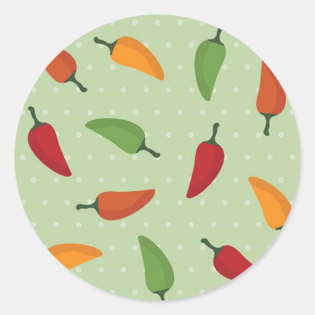 Chilli pepper pattern classic round sticker (Front)