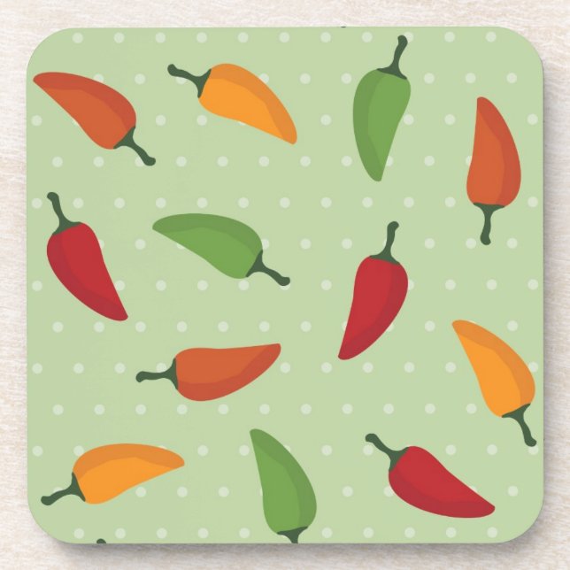 Chilli pepper pattern coaster (Front)