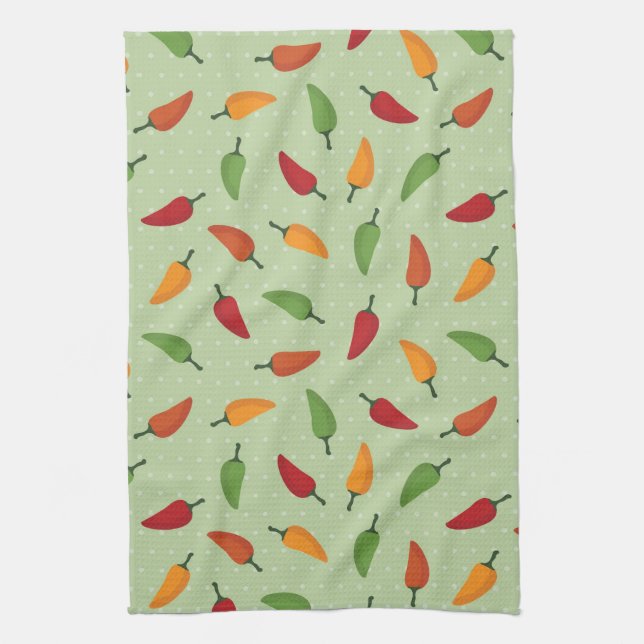 Chilli pepper pattern kitchen towel (Vertical)