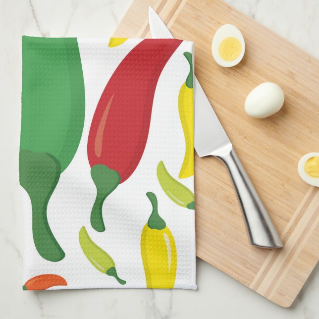 Chilli pepper pattern kitchen towel (Quarter Fold)