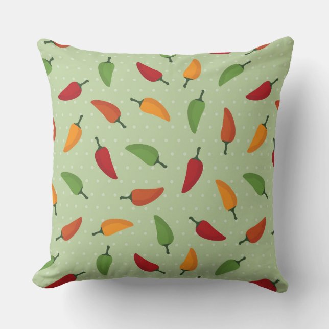 Chilli pepper pattern throw pillow (Front)
