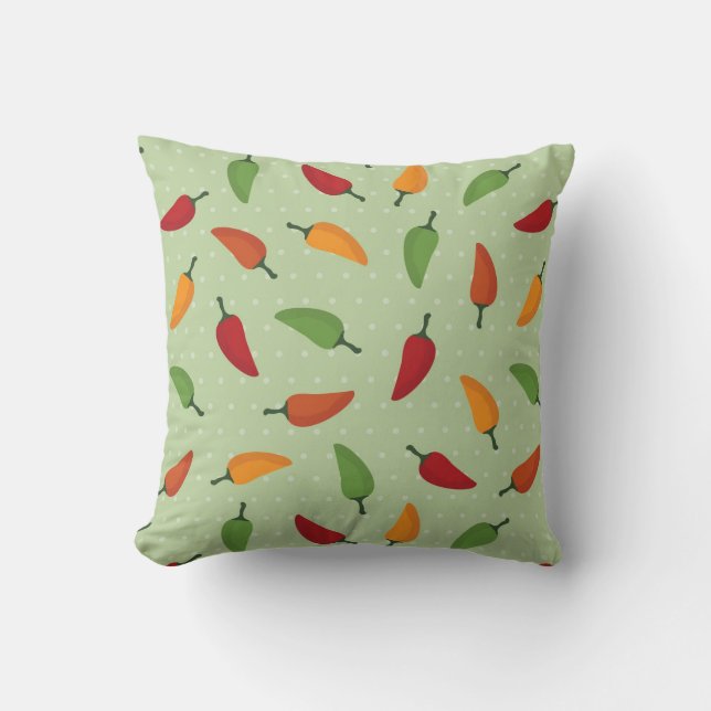 Chilli pepper pattern throw pillow (Front)