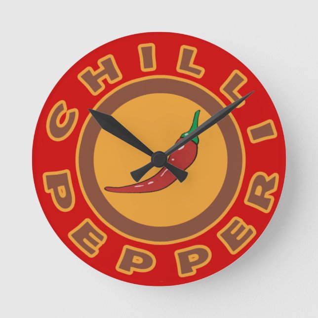 chilli pepper. spice round clock (Front)