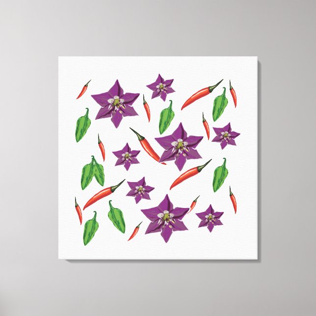 Chilli Peppers Flower Blossom Canvas Print (Front)
