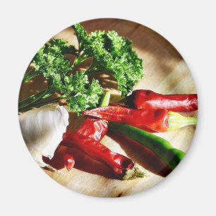 Chillies Chili Peppers Garlic Parsley Magnet