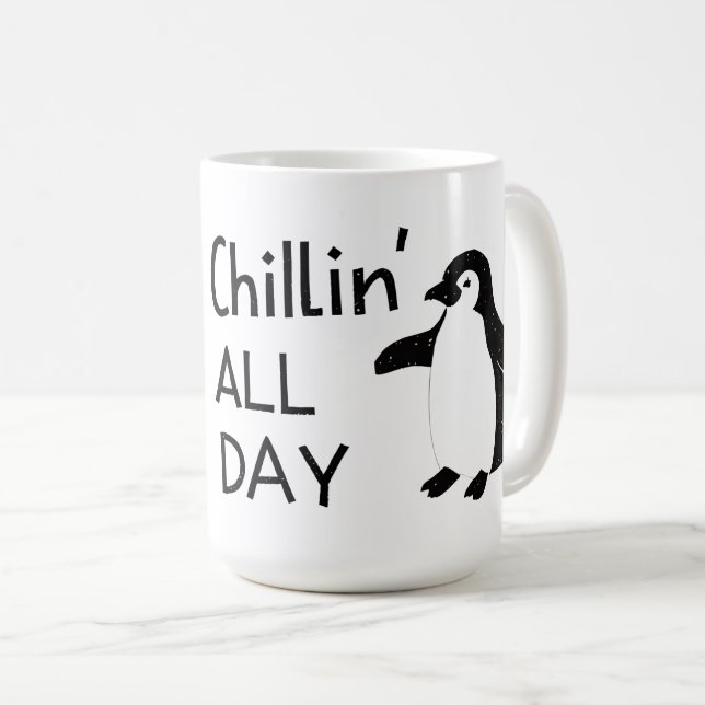Chillin All Day Penguin Coffee Mug (Front Right)