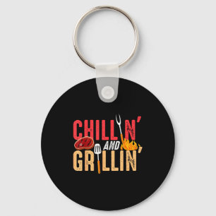 Chillin and grillin barbecue party keychain