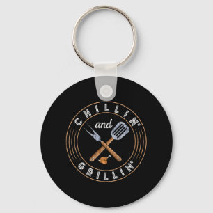 Chillin And Grillin Funny Barbeque Grilled Bbq Lov Keychain