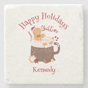 Chillin' Christmas Hot Chocolate and Gingerbread Stone Coaster