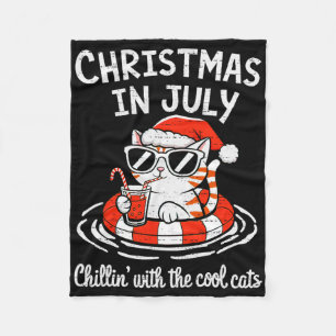 Chillin Cool Cats Christmas In July Kitty Meowy Xm Fleece Blanket