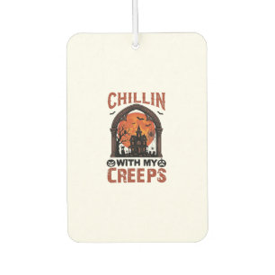 Chillin Creeps Halloween Haunted House Orange Moon Air Freshener