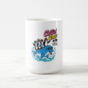 Chillin Crew Surf Club Penguin Dolphin T-Shirt Coffee Mug