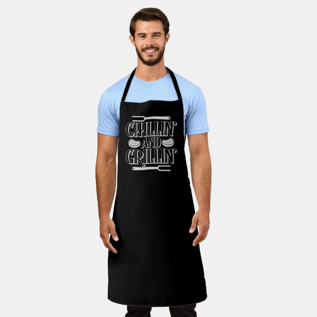 Chillin Grillin Large Black Apron (Worn)