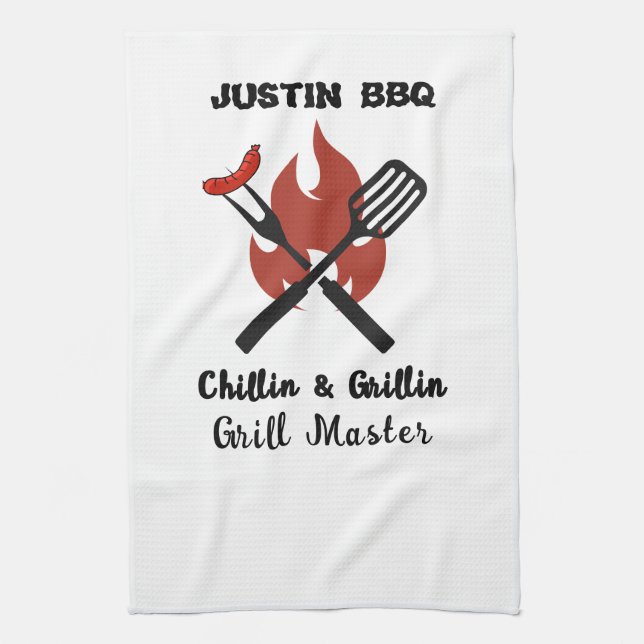 Chillin & Grillin personalized gift for dad .  Kitchen Towel (Vertical)