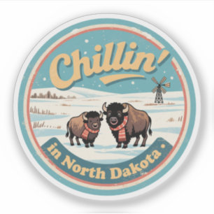 Chillin’ in North Dakota_ Retro Bison & Prairie 