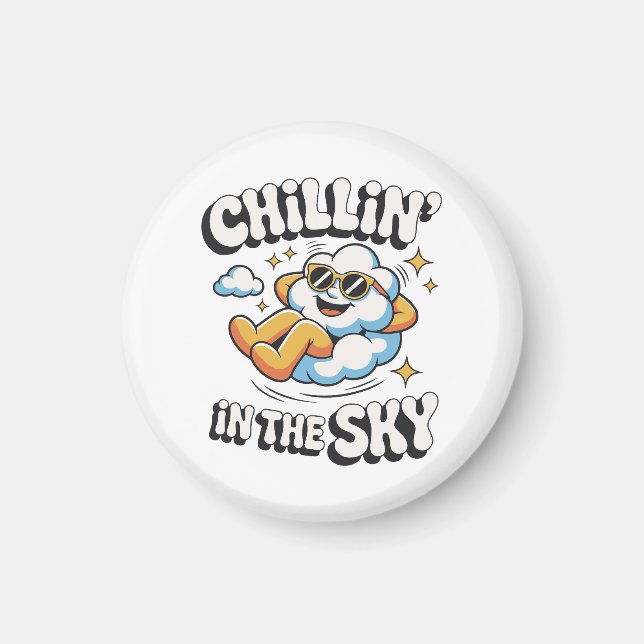 Chillin' in the Sky Cloud Design Fun Refrigerator  Magnet (Front)