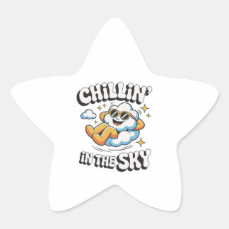 Chillin' in the Sky Cute Cloud Design for Fun Summ Star Sticker