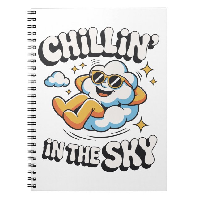 Chillin' in the Sky - Fun Cloud Design Spiral  Notebook (Front)