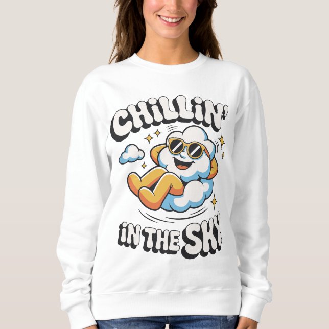 Chillin' in the Sky Retro Cloud Design for Summer  Sweatshirt (Front)