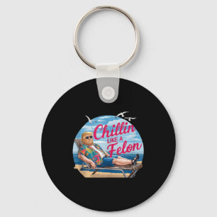 Chillin Like A Felon Funny Trump Summer Beach Usa Keychain