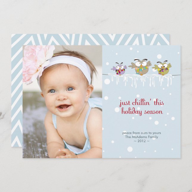 Chillin' Owls Photo Holiday Card (Front/Back)