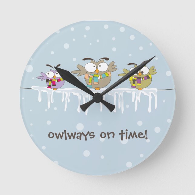 Chillin' Owls Wall Clock (Front)
