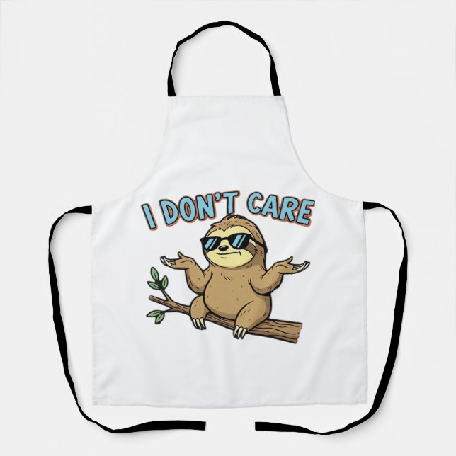 Chillin' Sloth I Don't Care Design Essential T-Shi Apron (Front)
