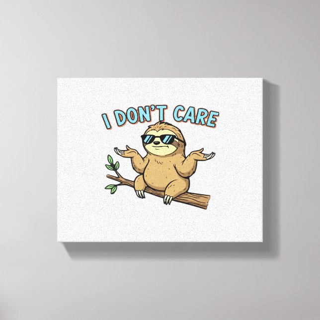 Chillin' Sloth I Don't Care Design Essential T-Shi Canvas Print (Front)