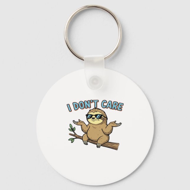 Chillin' Sloth I Don't Care Design Essential T-Shi Keychain (Front)