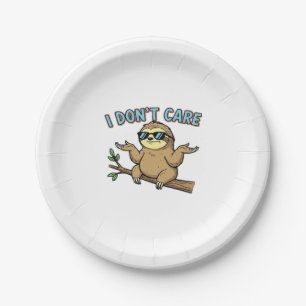 Chillin' Sloth I Don't Care Design Essential T-Shi Paper Plate