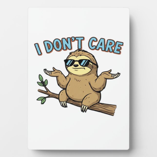 Chillin' Sloth I Don't Care Design Essential T-Shi Plaque (Front)