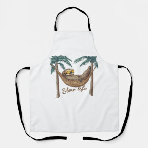 Chillin' Sloth in a Hammock Oversized T-Shirt Apron