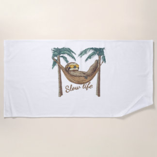 Chillin' Sloth in a Hammock Oversized T-Shirt Beach Towel