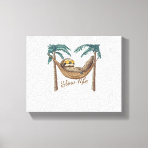 Chillin' Sloth in a Hammock Oversized T-Shirt Canvas Print
