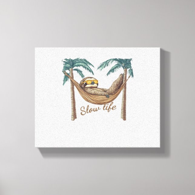 Chillin' Sloth in a Hammock Oversized T-Shirt Canvas Print (Front)