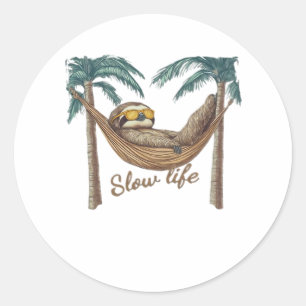 Chillin' Sloth in a Hammock Oversized T-Shirt Classic Round Sticker