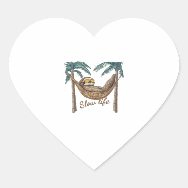 Chillin' Sloth in a Hammock Oversized T-Shirt Heart Sticker (Front)