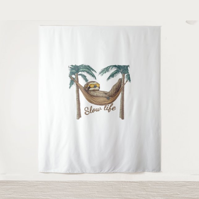Chillin' Sloth in a Hammock Oversized T-Shirt Tapestry (Front)