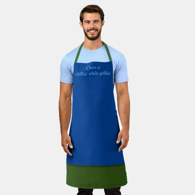 "Chillin' While Grillin'" Personalized Adult Apron (Worn)