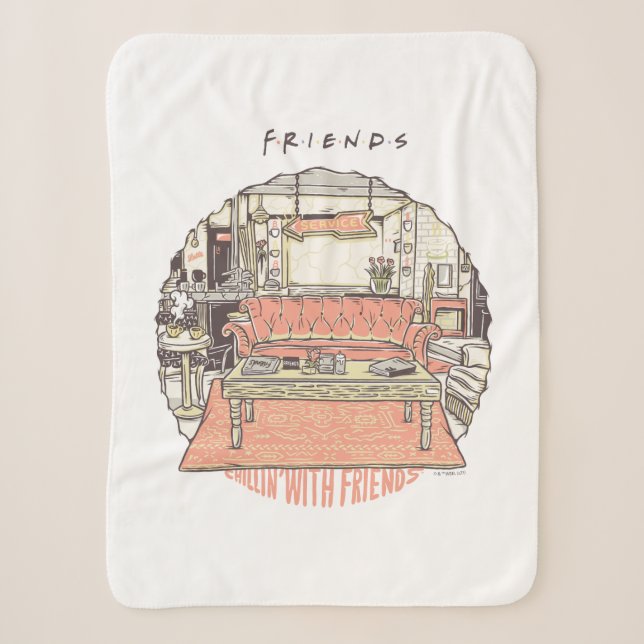Chillin' with FRIENDS™ Cartoon Sherpa Blanket (Front)
