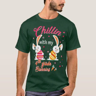 Chillin' With My 4th Grade Two Bunnies Holding Eas T-Shirt